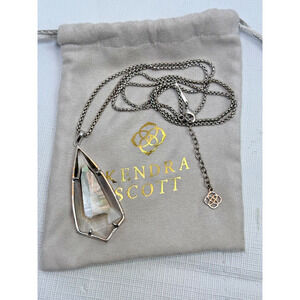 Kendra Scott Carole Silver Mother of Pearl/Clear Stone Pendant Necklace